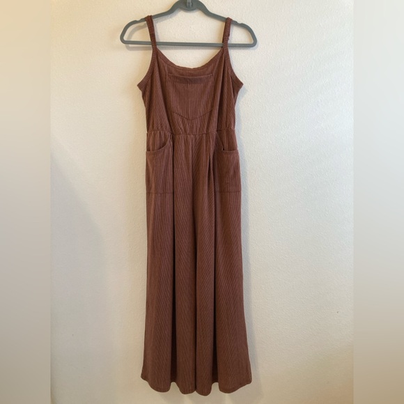 LuLaRoe Pants - LuLaRoe Leola Jumpsuit Size XS Cinnamon Brown Pinstripe Wide Leg